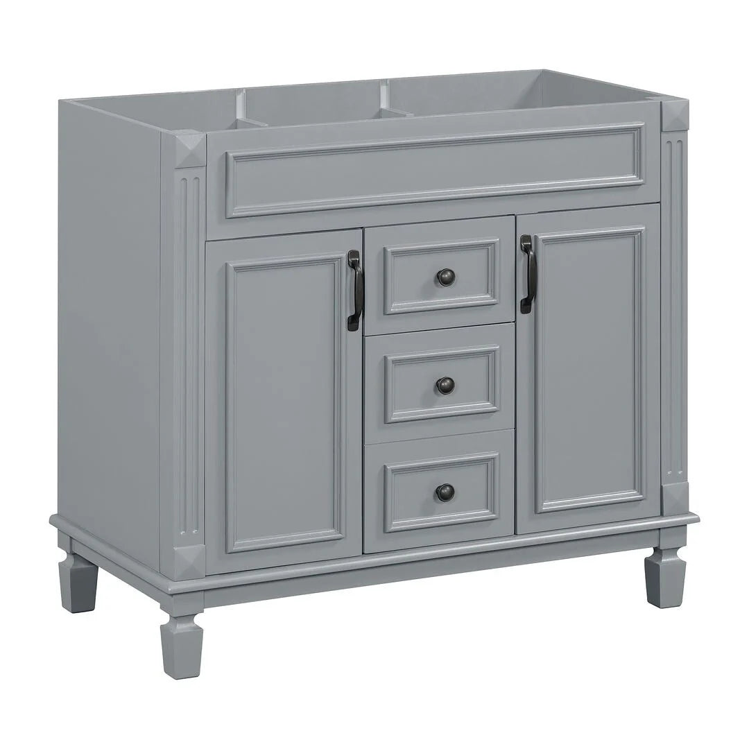 36 Modern Bathroom Vanity with Top Sink and Mirror Cabinet,2 Doors and 2 Drawers