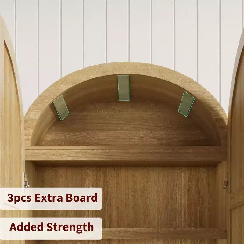 71 High Arched Bookcase, Wooden Arched Bookshelf With Doors and Drawers, Large Arched Display Bookcase With Storage, Suitable for Office Living Room