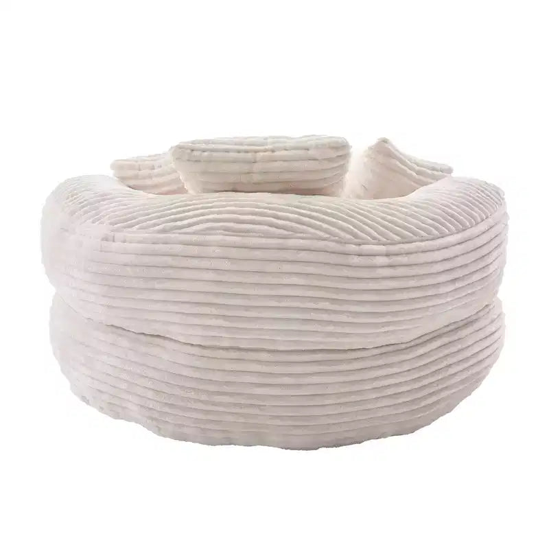 Bean Bag Sofa for Adults Kids, Oversized Corduroy Bean Bag Chair with 3 Pillows & Armrest for Living Room Bedroom - ModernLuxe