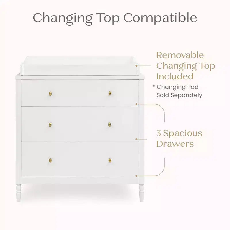 3 Drawer Dresser with Changing Top - Kids Nursery