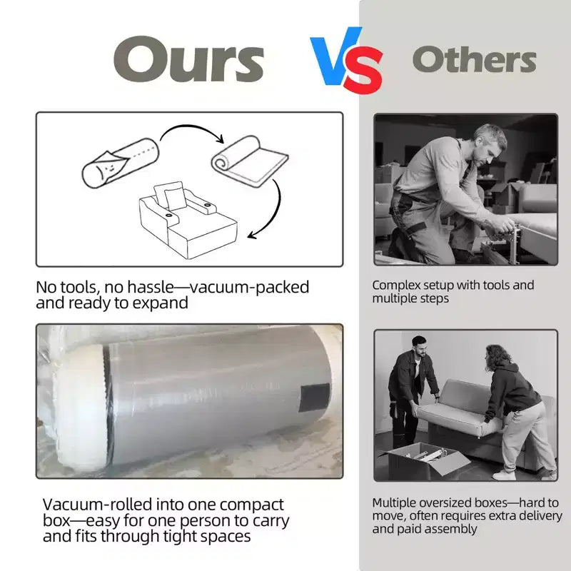 67 Chaise Lounge Chair, Indoor Sleeper Sofa Bed with 2 Pillows, Boneless Single Sofa Couch for Living Room, No Assembly Required