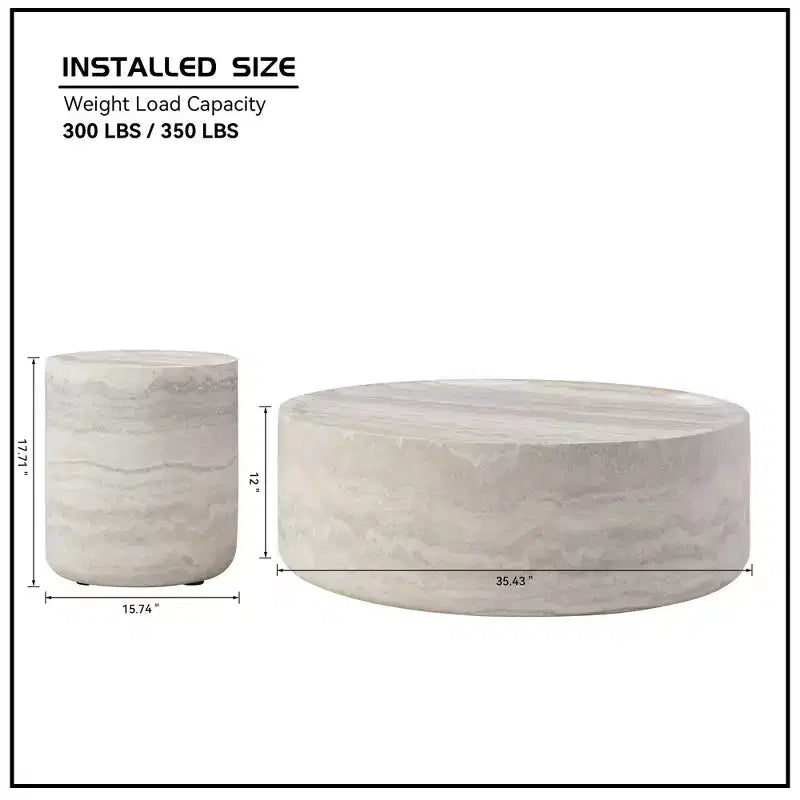 Round Coffee Table Faux MARS Pattern Cocktail Table Center Table Accent Table Sofa Side Table End Table - ModernLuxe