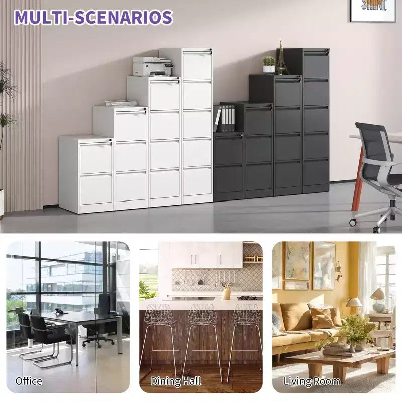 VIYET 52H 3-Drawer Metal Vertical File Cabinet with Lock,Steel Filing Cabinet for Home Office,Fits A4/Legal/Letter