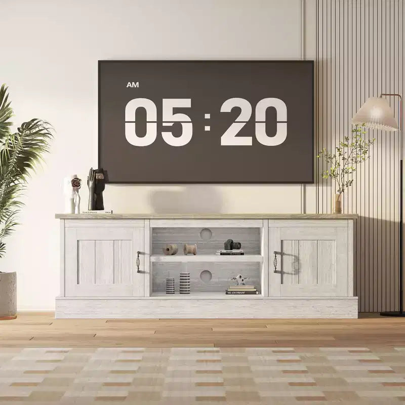 Modern TV Stand for 65-Inch TVs, Rustic Wood Entertainment Center with Spacious Storage Cabinets, Media Console Table for Living Room & Office