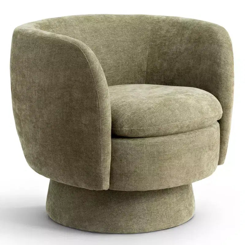 Set of 2 Modern Swivel Barrel Chair with Upholstered Fabric, 360 Rotating Accent Lounge Chair for Living Room, Bedroom-Panipeachy