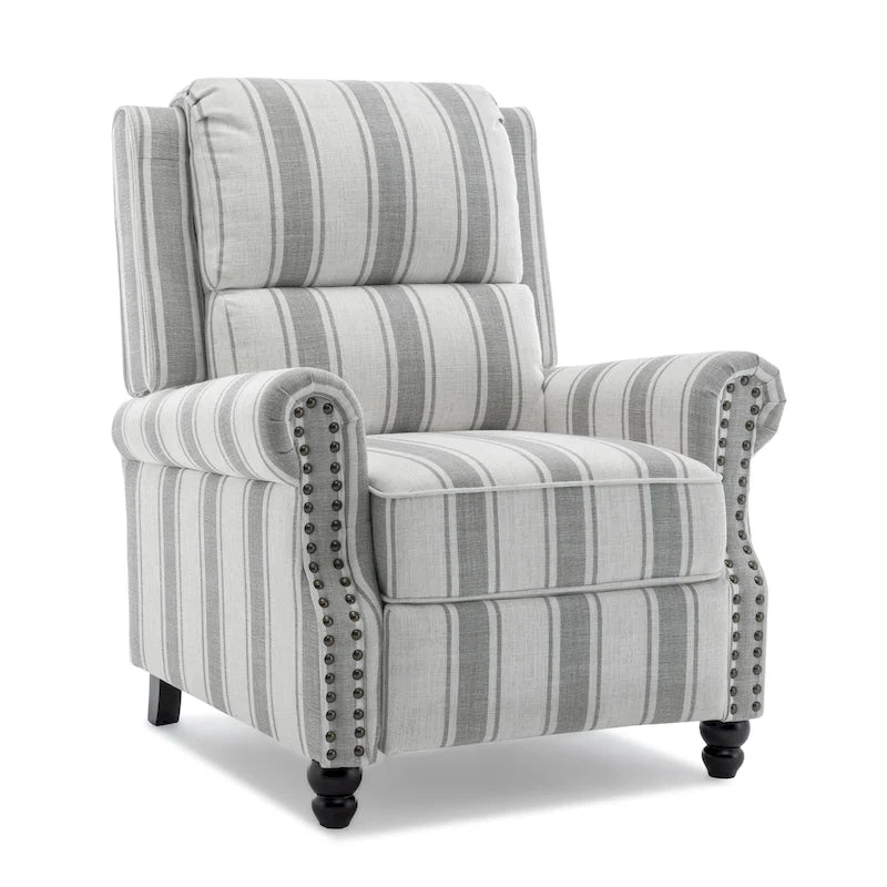 2 Set Nail-head Padded Seat Pushback Recliner Chair