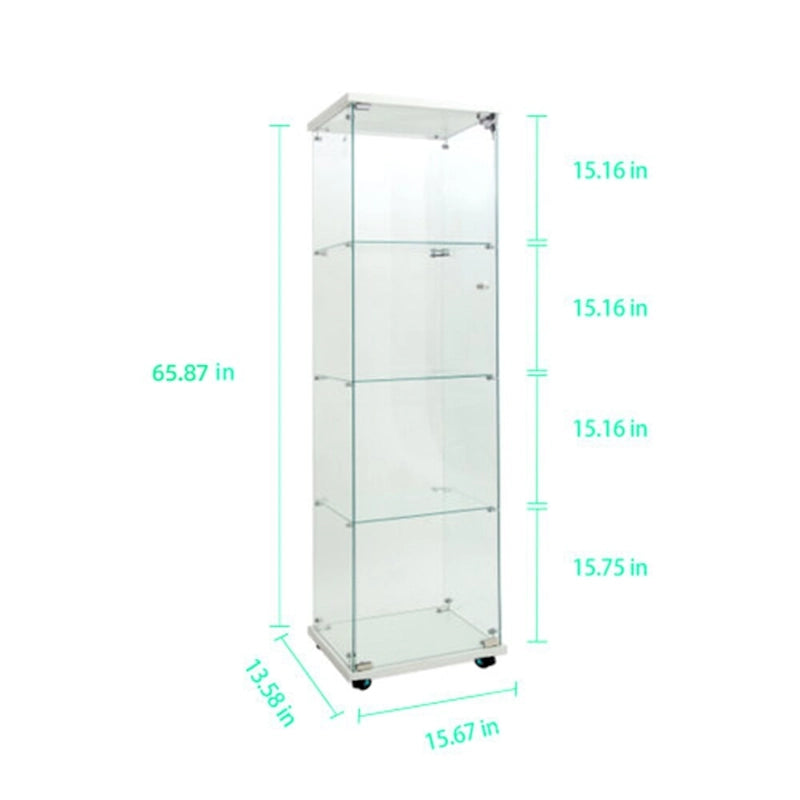 Vitrine haute en verre trempé avec éclairage LED RGB Bluetooth, capteur infrarouge et roulettes