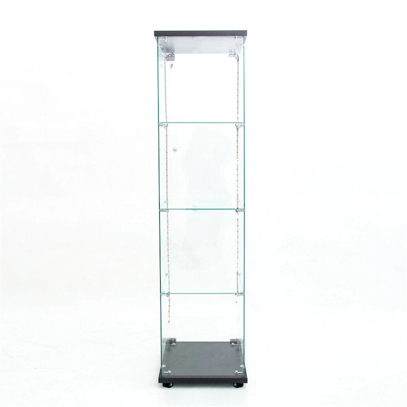 Vitrine haute en verre trempé avec éclairage LED RGB Bluetooth, capteur infrarouge et roulettes