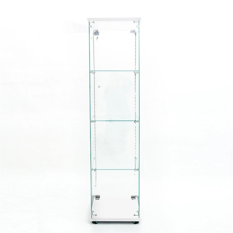 Vitrine haute en verre trempé avec éclairage LED RGB Bluetooth, capteur infrarouge et roulettes