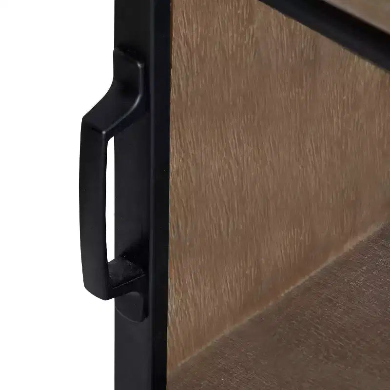 30 x 28 Barnhardt Decorative Wooden Wall Cabinet with 2 Sliding Glass Doors Rustic Brown - Kate & Laurel All Things Decor: Metal Framed