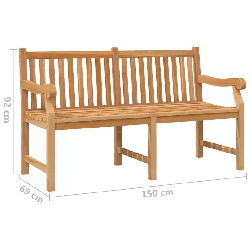 vidaXL Garden Bench Solid Teak Wood Outdoor Seating Terrace Furniture