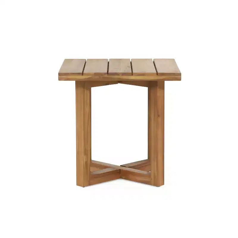 Christopher Knight Home Ming Modern Acacia Patio Double Sunlounge Set with Square Slatted End Table