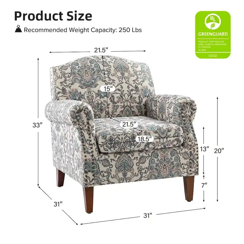 Giampiero Living Room Armchair with Nailhead Trims Set of 2 by HULALA HOME