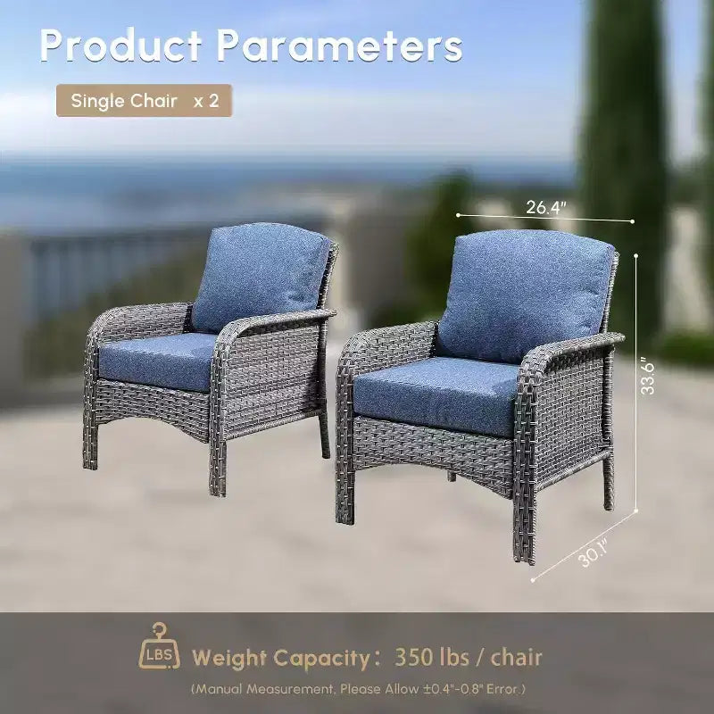HOMLUX Set of 2 Patio Wicker Chairs Set Outdoor All Weather High Back Rattan Chairs