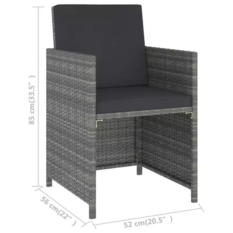 vidaXL Patio Dining Set Dining Table and Chairs Poly Rattan and Wood