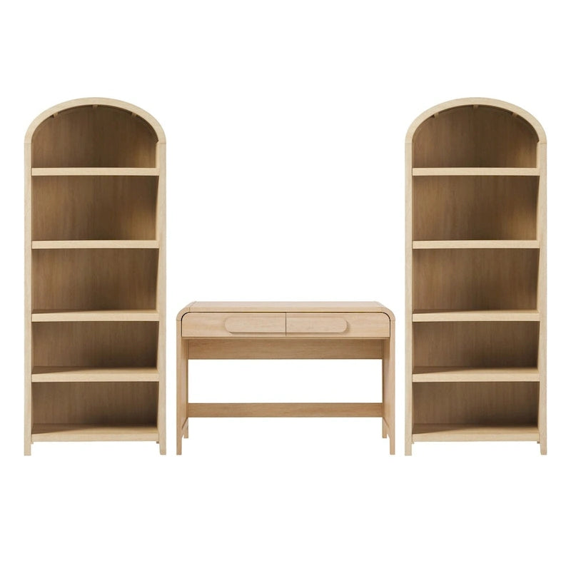 Middlebrook 3-Piece Set Writing Desk with 2 Open Bookcases