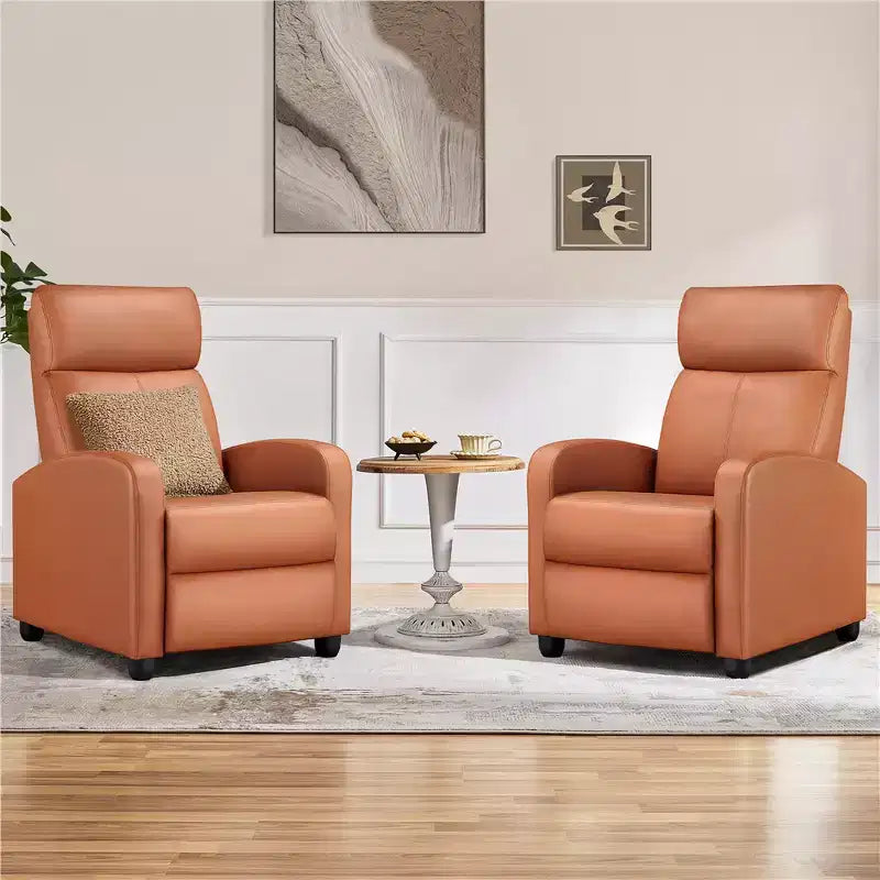 Yaheetech Set of 2 Modern PU Leather Recliner Sofas for Living Room, Bedroom