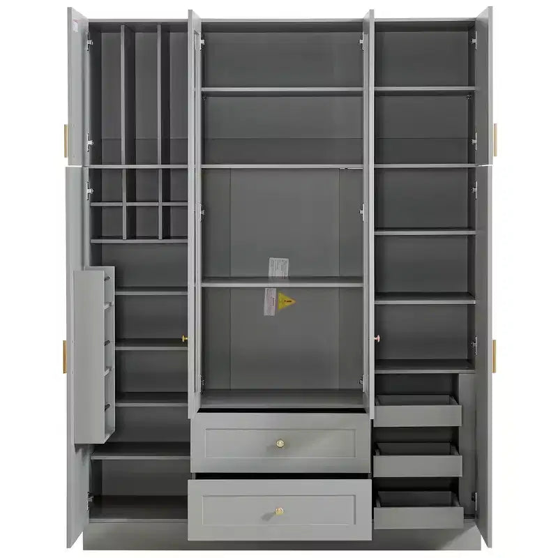 Whisen 71H Freestanding Kitchen Storage Pantry, Large Dining Storage Cabinet Cupboard Sideboards With 6 Doors, Adjustable Shelves