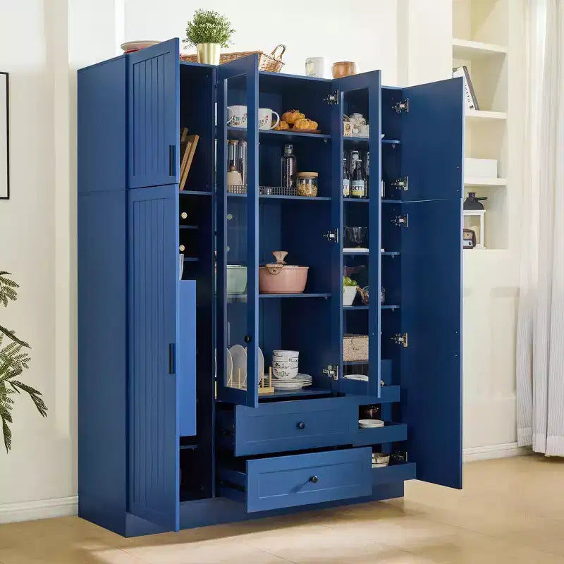 Whisen 71H Freestanding Kitchen Storage Pantry, Large Dining Storage Cabinet Cupboard Sideboards With 6 Doors, Adjustable Shelves