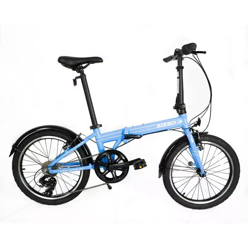 ZiZZO Via 7-Speed Aluminum 20 Folding Bike - Sky Blue