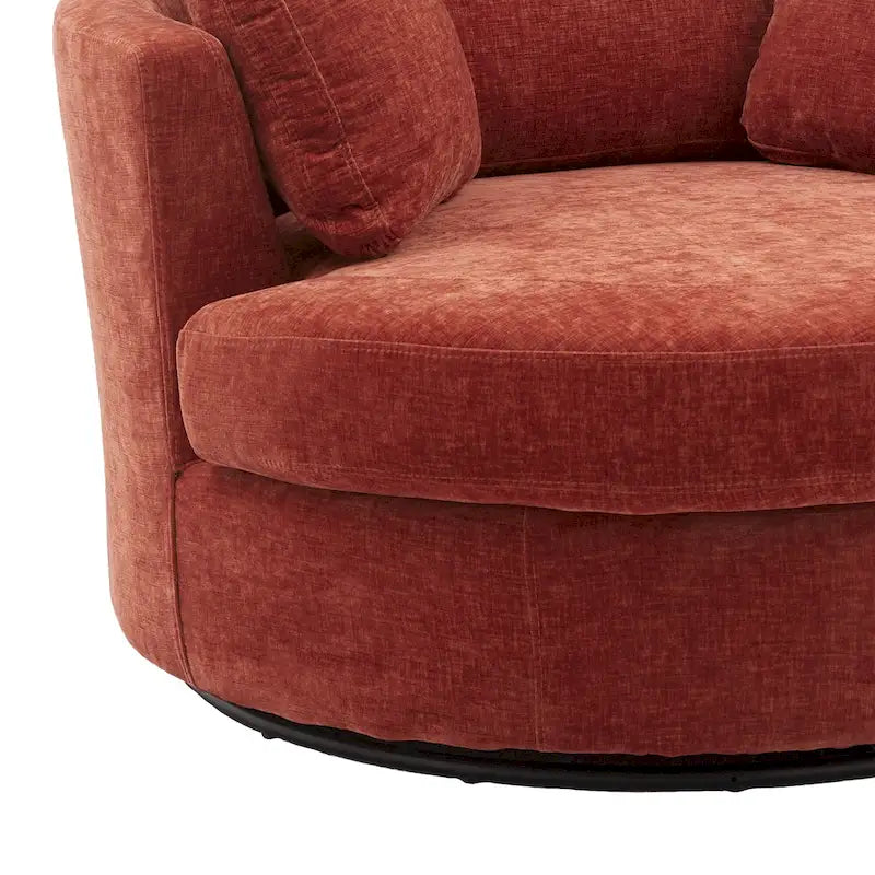 Upholstered Swivel Barrel Armchair Club Chair With Metal Base