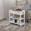 Narrow Flip Top Side Table with Drawer End Table with 2-Tiers Open Storage Shelves Sofa Table for Living Room,Bedroom