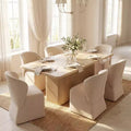 Yutthana Modern 7 Piece Wooden and Metal Dining Set with Upholstered Chairs