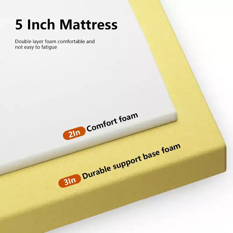 FDW 5 Inch Memory Foam Mattress Medium Firm Mattresses CertiPUR-US Certified Bed-in-a-Box Pressure Relieving ,Fiberglass Free,White