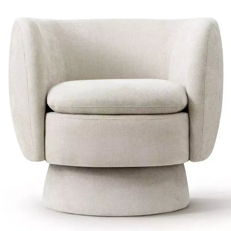 Set of 2 Modern Swivel Barrel Chair with Upholstered Fabric, 360 Rotating Accent Lounge Chair for Living Room, Bedroom-Panipeachy