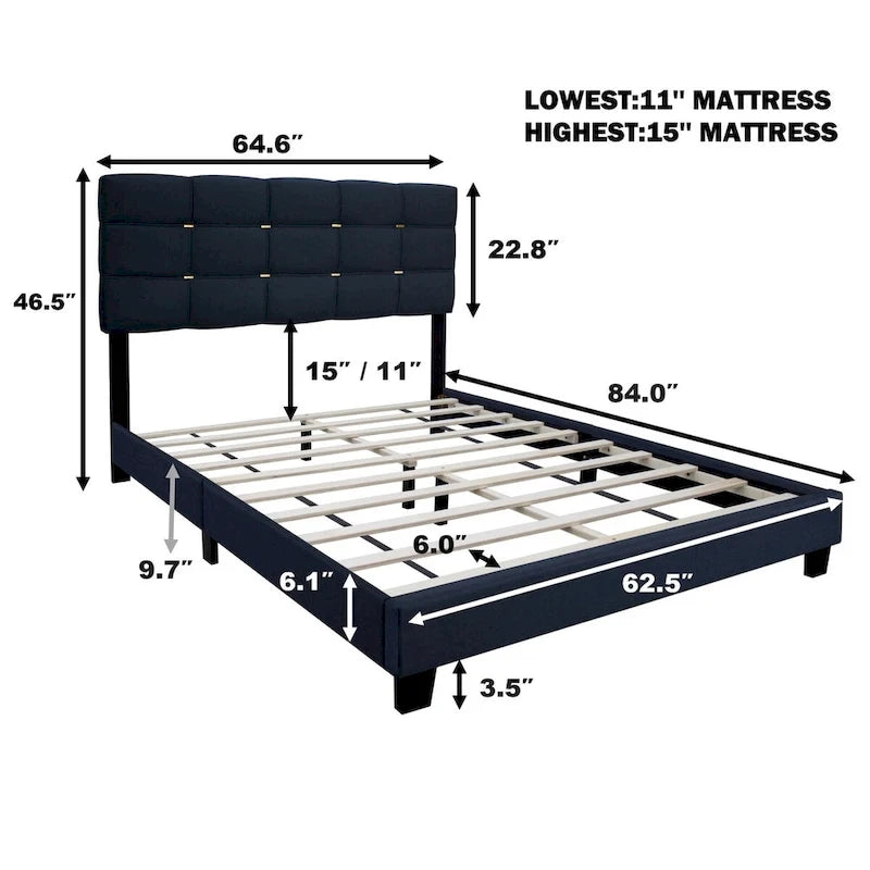 Queen Size Adjustable Upholstered Bed Frame Stylish Durable And Dirt-resistant, No Need For Bulky Innerspring Mattresses