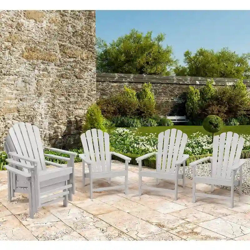 Vrakae 6 Pcs Patio HDPE All-Weather Stacking Adirondack Chair