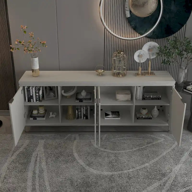 Clihome Furniture Wood 4-Door Accent Cabinet