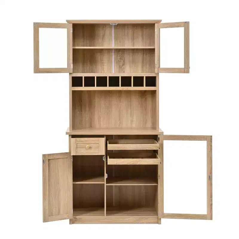 75 Tall Kitchen Pantry Cabinet with Glass Doors