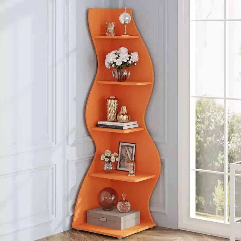5-Tier Sea Grass-Shaped Wall Corner Bookshelf