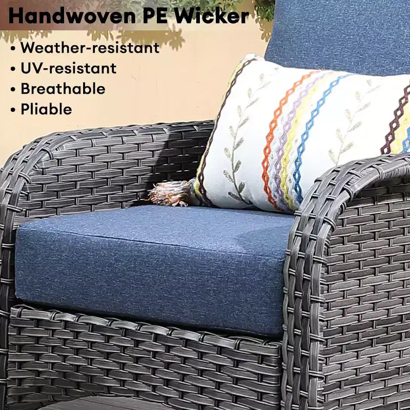 HOMLUX Set of 2 Patio Wicker Chairs Set Outdoor All Weather High Back Rattan Chairs