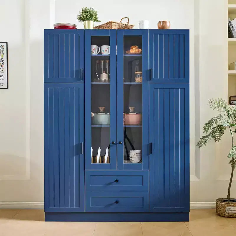 Whisen 71H Freestanding Kitchen Storage Pantry, Large Dining Storage Cabinet Cupboard Sideboards With 6 Doors, Adjustable Shelves
