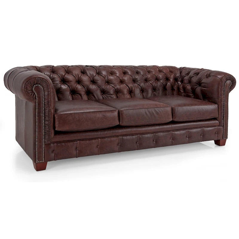 Hancock Tufted Top Grain Italian Leather Chesterfield Sofa - 31 H x 86 W x 40 D
