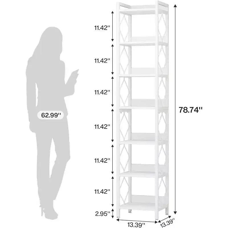 Tribesigns 78.7 Narrow Bookshelf, 7-Tier Freestanding Book Display Rack Case
