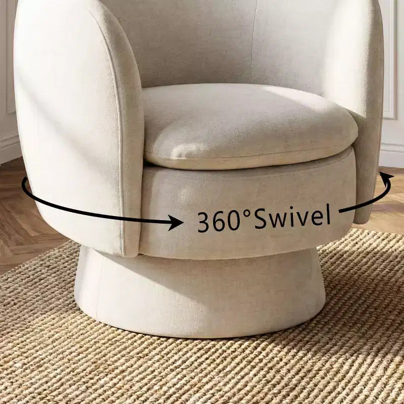 Set of 2 Modern Swivel Barrel Chair with Upholstered Fabric, 360 Rotating Accent Lounge Chair for Living Room, Bedroom-Panipeachy