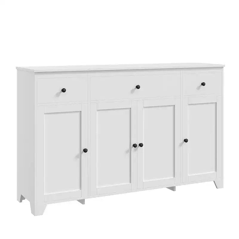 55 Sideboard Buffet Cabinet with 3 Drawers & 4 Doors, Adjustable Shelf Kitchen Storage Console for Dining Room Living Room