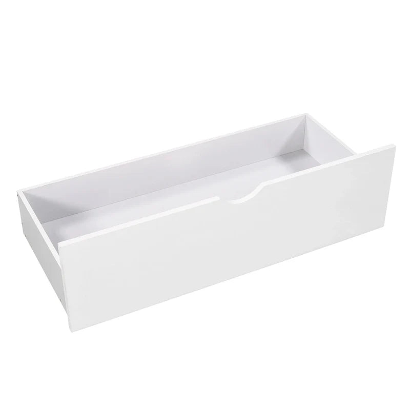 White Modern Twin Size L-shaped Platform Bed with Trundle and Drawers for Bedroom