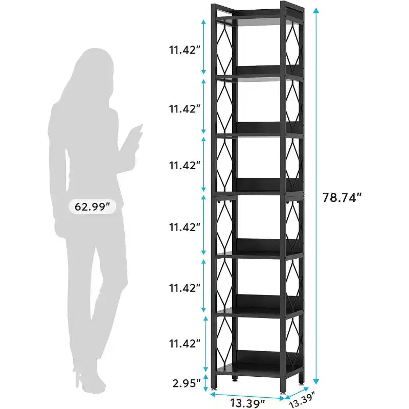 Tribesigns 78.7 Narrow Bookshelf, 7-Tier Freestanding Book Display Rack Case