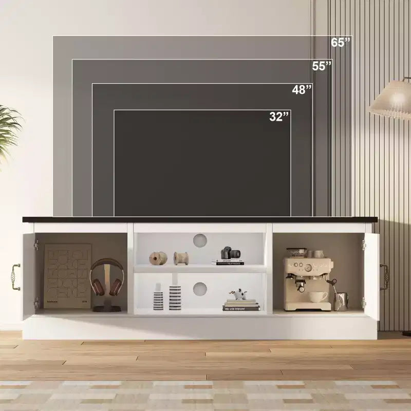 Modern TV Stand for 65-Inch TVs, Rustic Wood Entertainment Center with Spacious Storage Cabinets, Media Console Table for Living Room & Office