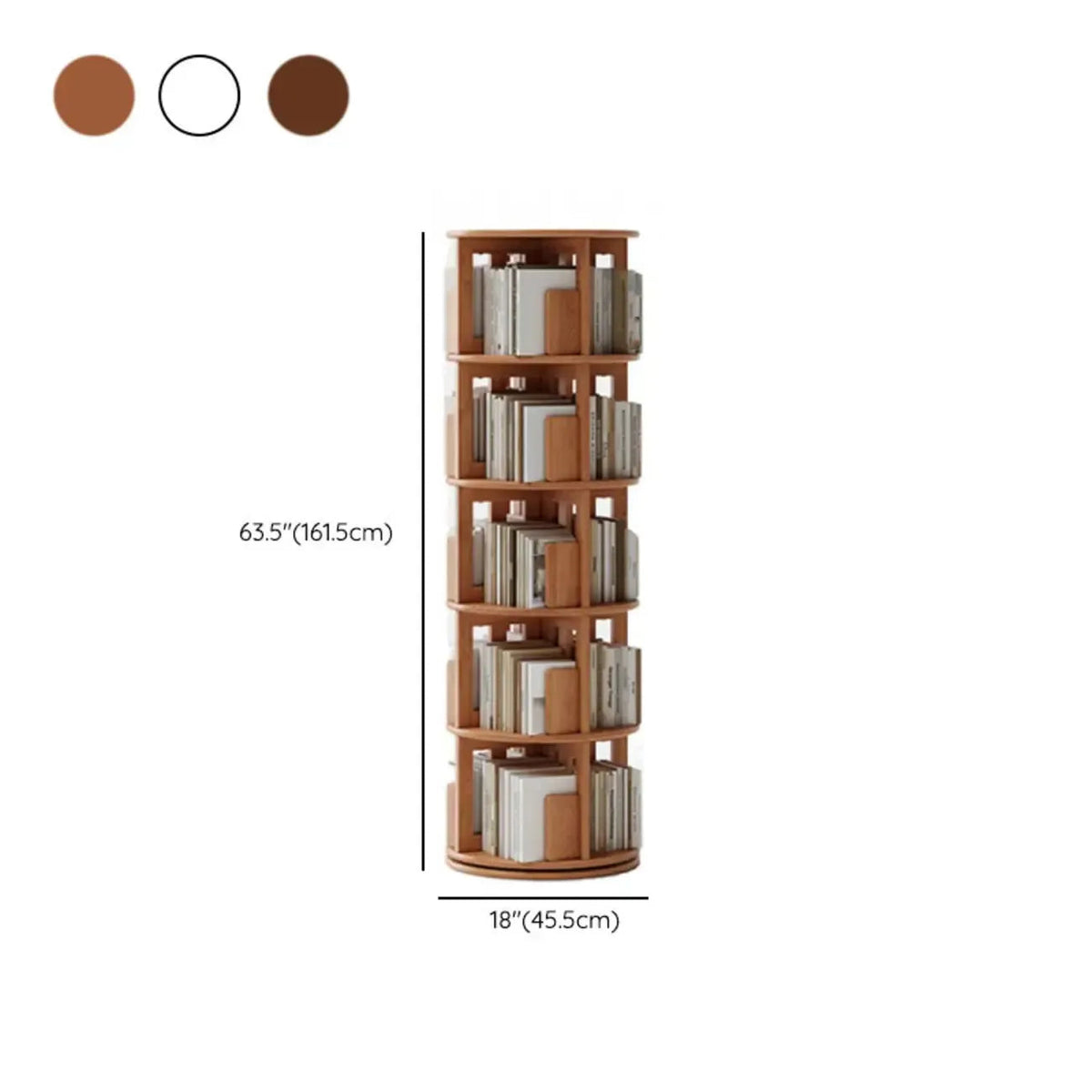 Wooden Vertical Narrow Rotating Bookcase