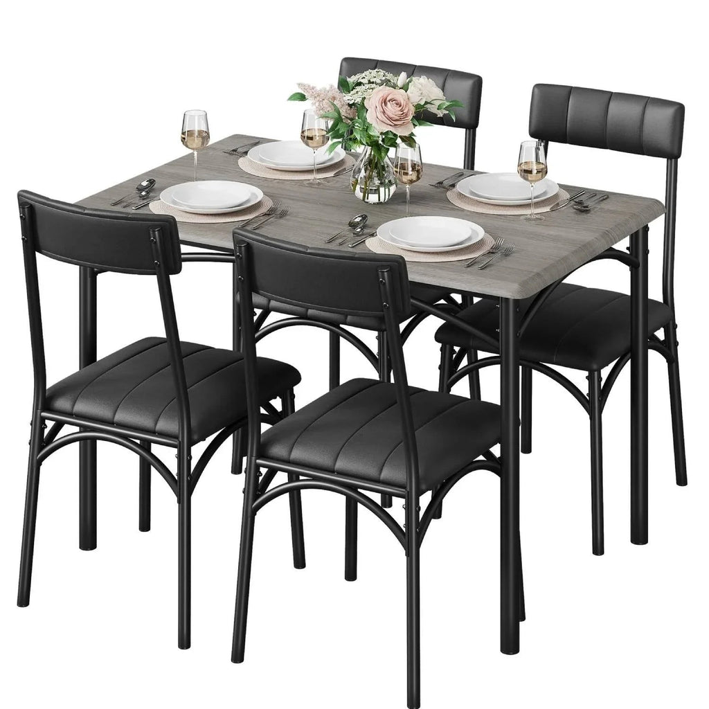 Rectangular Dining Table Set for 4 with Upholstered Chairs