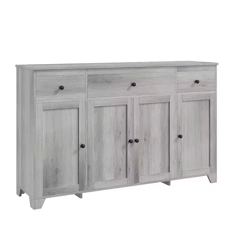 55 Sideboard Buffet Cabinet with 3 Drawers & 4 Doors, Adjustable Shelf Kitchen Storage Console for Dining Room Living Room