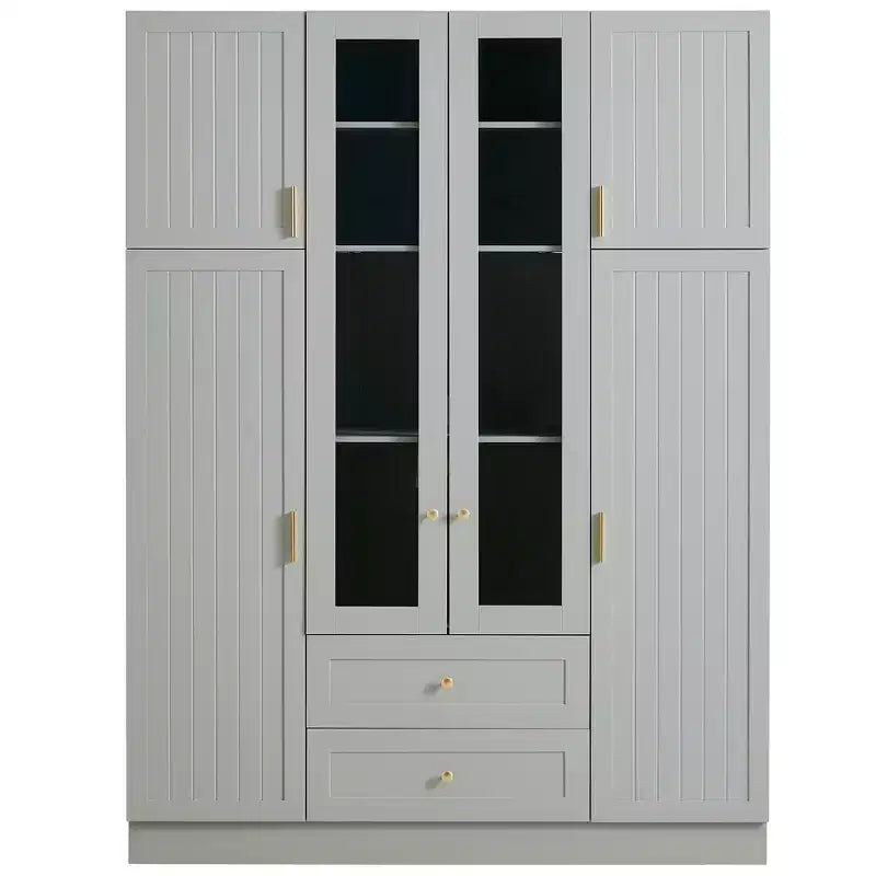 Whisen 71H Freestanding Kitchen Storage Pantry, Large Dining Storage Cabinet Cupboard Sideboards With 6 Doors, Adjustable Shelves