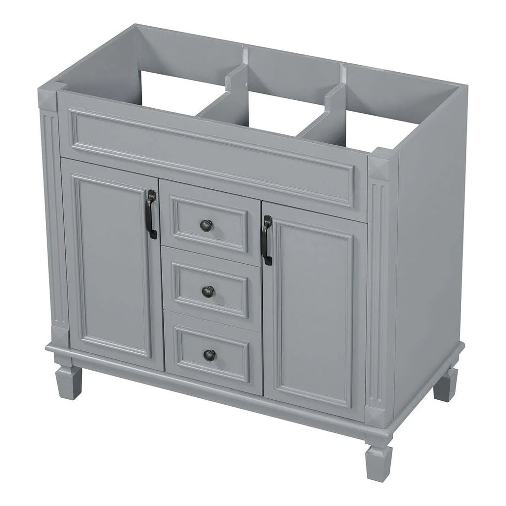 36 Modern Bathroom Vanity with Top Sink and Mirror Cabinet,2 Doors and 2 Drawers