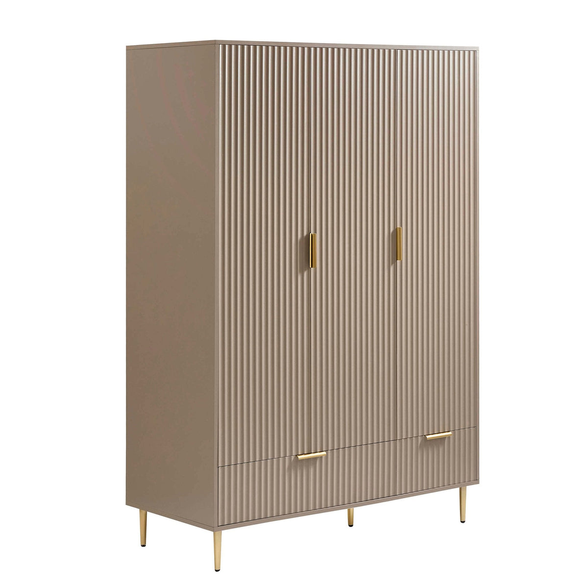 3 Door Wardrobe with Drawers - Taupe