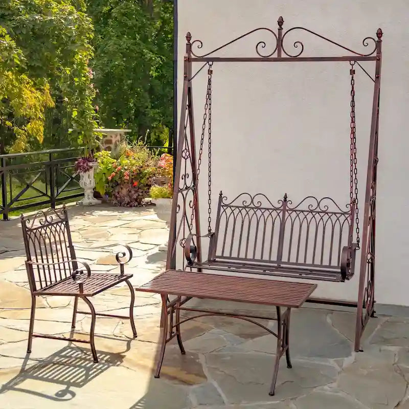 Iron Swing Bench Tserovani in Bronze - 57.5x35x91